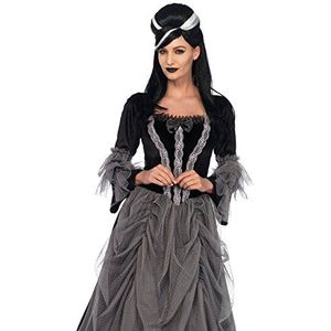 Leg Avenue 85635 Samt und Satin Viktorianisch Ballkleid, Damen Karneval Kostüm Fasching, L, schwarz/grau