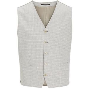Jack & Jones JPRRIVIERA linnen Waistcoat kostuumvest, Timber Wolf/Checks: Slim Fit, 52, Timber Wolf/Checks: slim fit, 52
