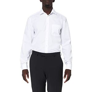 Seidensticker Businesshemd voor heren, regular fit, strijkvrij, kent-kraag, lange mouwen, 100% katoen, wit (01 wit), 48