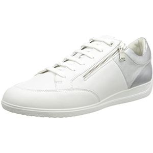 Geox D Myria Sneakers voor dames, wit/zilver, 35 EU, Wit-zilver., 35 EU