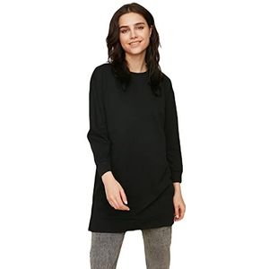 Trendyol Vrouwen bescheiden regelmatig basic ronde hals gebreide bescheiden sweatshirts, Zwart-lila, S