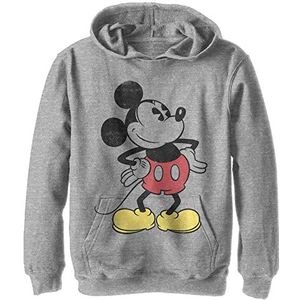 Disney Characters Classic Vintage Mickey Boy's Hooded Pullover Fleece, Athletic Heather, Small, Athletic Heather, S
