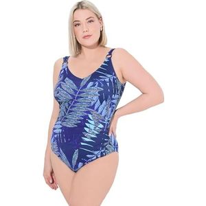 Ulla Popken Dames grote maten grote maten plus size badpak Wiebke, frontafdekking, Blue Fern, marineblauw, 44