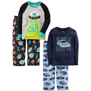 Carter's - 4-delige Pyjamaset - Racer Cars/Ruimte - Katoenen Top en Fleece Onderkant