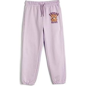 Koton Girls Jogger Sweatpants Trekkoord Teddy Bear Printed Detail, 370 (paars), 5-6 Jahre