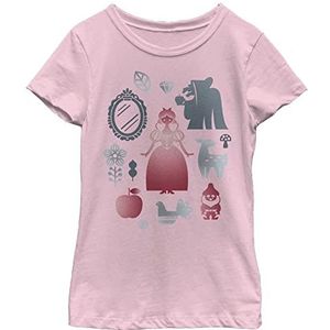 Disney Snow White Character Colorful Silhouettes Girls Standard T-shirt, Light Pink, X-Small, roze, XS