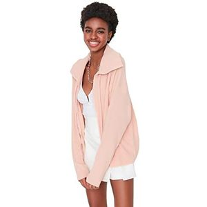 Trendyol Dames Design Oversize Standaard Turndown Kraag Gebreide Vest, roze, L