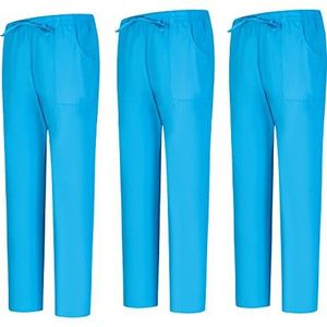MISEMIYA - 3-delige set sanitaire broeken unisex - gezondheidsuniform medische uniformen werkbroek, Hemelsblauw 68, S
