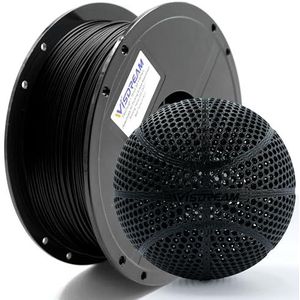 WISDREAM FlexiTough flexibel filament, zwart, speciaal ontwikkeld voor 3D-geprinte airless basketballen, 1,75 mm, 1 kg (2,2 lbs), compatibel met de meeste FDM-printers