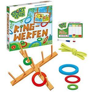 Alexander 2444 Sport & Leuk werpspel set met 6 houten ringen, X kruis en 9 staven, ringwerpspel voor 2 tot 4, outdoor spel voor volwassenen en kinderen vanaf 3 jaar