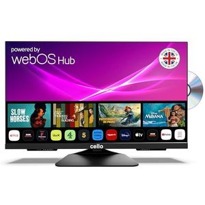 Cello C2425WSF 24"" inch FULL HD SMART/DVD TV geïntegreerde DVD-speler drievoudige tuner Bluetooth supersnel besturingssysteem ""WebOS by LG"" Disney+ Netflix Prime Made in Europe [2025], SMART DVD