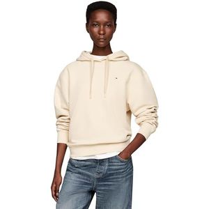 Tommy Hilfiger Dames REG VLAG OP BORST HOODIE WW0WW41245, Pullover Hoodie, Beige, M, Beige (Land Ivoor), M