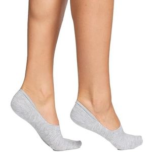 Nur Die Bamboe voeten, bijzonder zacht, onzichtbaar, korte sokken, antislip, siliconen op de hiel voor dames, lichtgrijs., 32-34