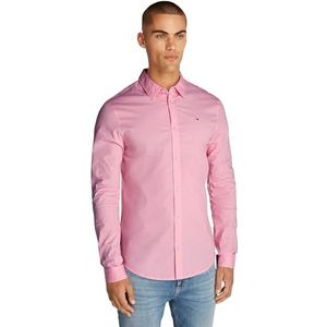 Tommy Jeans Heren TJM origineel stretch shirt DM0DM04405 L/S shirt, roze (roze suiker), XS, Roze (Roze Suiker), XS