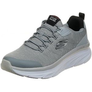 Skechers D'lux Walker Pensive Sneaker voor heren, Grijs Zwart, 10 UK X-Wide