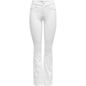 ONLY Dames flared fit jeans uitlopende middelhoge taille jeans, wit, (XL) W x 32L