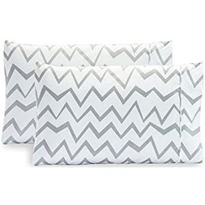 Elegant Comfort Luxe ultrazachte 2-delige kussensloopset, dubbel geborsteld microvezel van 1500 premium hotelkwaliteit, kreukbestendig, standaard/queensize formaat, chevron-patroon, grijs