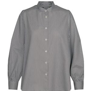 Seidensticker Damesblouse met opstaande kraag, modieuze blouse, regular fit, opstaande kraag, lange mouwen, 100% katoen, Donkerblauw, 42