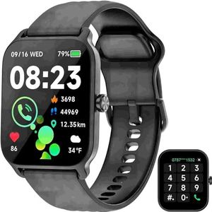 IOWODO W13 smartwatch fitnesshorloge voor heren dames, smartwatch-oproepen met waterdicht/hartslagmeter/stappenteller/bloedzuurstof/slaap, smartwatch voor Android iOS