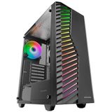 Mars Gaming MC-VOLT, ATX Gaming Behuizing, ARGB 120mm Ventilator, ARGB Voorkant Rooster, Volledig Zijraam van Getint Glas, Kabelbeheer, Mid-Tower PC met Ondersteuning voor Waterkoeling, Zwart
