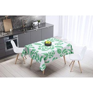 Bonamaison Tafelkleed, Anti-Mold, Sneldrogend, Waterdicht, 100% Polyester Tafellaken, Petroleum Groen, Wit, 140 x 140 Cm - Ontworpen en Vervaardigd in Turkije