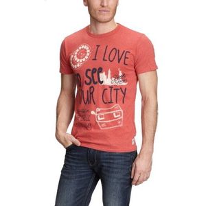 JACK & JONES Heren T-Shirt Slim Fit 12058890 Sketch Book Tee S/S, oranje (Baked Apple), 50 NL