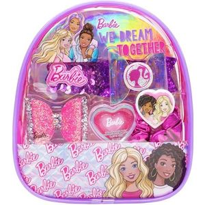 Barbie -Townley Girl- Rugzak cosmetische make-up cadeautasset inclusief haaraccessoires en bedrukte PVC-rugzak voor kinderen, meisjes, vanaf 3 jaar, perfect voor logeerpartijtjes en make-overs