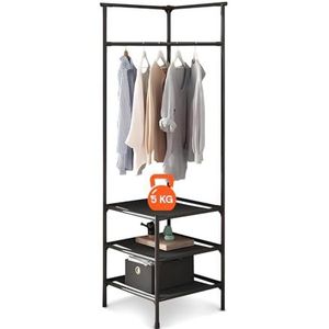 Avilia Hoek kledingrek met 3 planken – 180 x 45 x 45 cm, kledingrek capaciteit 5 kg per rek – ruimtebesparend ontwerp voor kleding, mantels, schoenen en accessoires – snel en eenvoudig te monteren