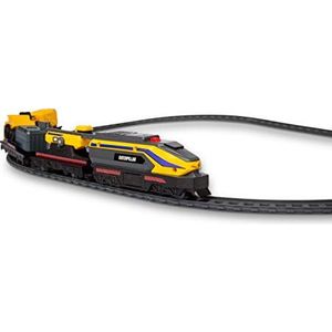 CAT® Construction Little Machines Power Tracks Treinset, 16-delig, inclusief gemotoriseerde trein met licht en geluiden, 2 mini-voertuigen, magnetische kraan, 8-delige rails, voor kinderen vanaf 3