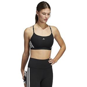 adidas Aeroreact Training 3-Stripes Light Support Workout Bra, dames sportbeha, zwart/wit, XL D-DD