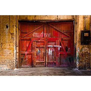 BEELD BEHANG PAPERMOON, Vintage rode houten poort, VLIES Fotobehang, digitale druk, incl. Klester, verschillende maten