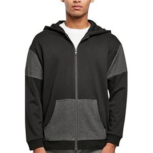 Urban Classics Heren oversized patch zip hoodie sweatshirt, zwart/houtskool, L, zwart/charcoal, L
