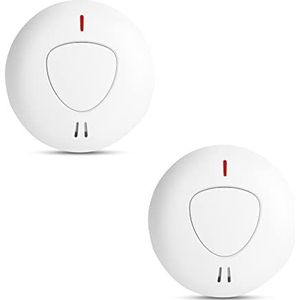 fxo Koppelbaar Rookmelder (Pack of 2) - Draadloze Smoke Detector - Rook Alarm met 10 Jaar Batterij - Rookmelder voor keuken, huis, kantoor en garage - eenvoudig te installeren, geen kabelinstallatie