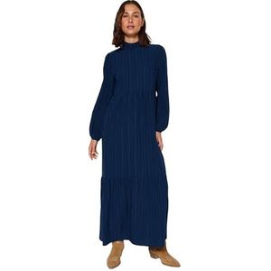 Trendyol Dames Hijab Kleding Maxi A-lijn Relaxed Fit Woven Modest Dress, blauw, 40