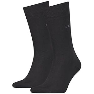 Calvin Klein Klassieke sokken voor heren, Calvin Klein Casual platte katoenen sokken, 2 stuks, zwart, 43-45 EU