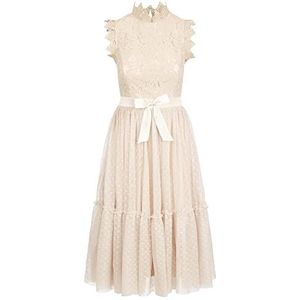 ApartFashion Dames APART kanten jurk met tule rok van kant en gestippelde tule speciale gelegenheidsjurk, wit, regular