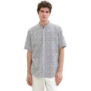 TOM TAILOR heren overhemd, 35602 - Navy White Wavy Leaf Design, S