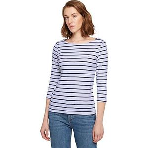 TOM TAILOR Dames Longsleeve met geborduurd logo 1032035, 29953 - White Black Stripe, XXS