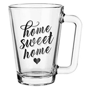 Glasmark Krosno Glazenset 0,25 liter Koffieglazen Theeglazen Koffie Thee Glasbeker Glazen Drinkglazen Waterglazen Sapglazen Vaatwasserbestendig Kleine Home Sweet Home 6X250Ml