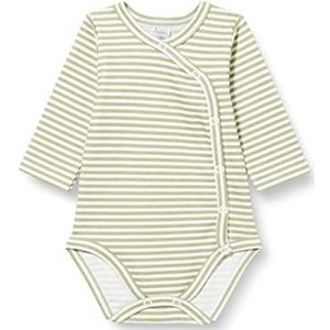 Pinokio Bodysuit Buttoned Long Sleeve Olivier, 100% katoen, ecru Olive Stripes, Jongens 56-74 (56), Olive Stripes Olivier, 56 cm