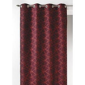 Home Maison 09348-8-AL gordijn, jacquard, met ronde ogen, bordeaux/zilverkleurig, 140 x 260 cm