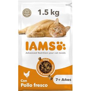 IAMS Vitality Croquettes - Poulet frais - Croissance et vitalite - Pour chats seniors - Sac refermable 1,5 kg