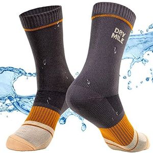 DRYMILE Slanke waterdichte sokken, dunne vochtafvoerende waterdichte sokken voor heren en dames, golf, fietsen, trekking, crew, Charcoal, Large
