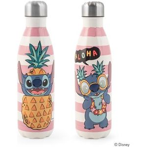 H&H Stitch Aloha Thermoflasche für Kinder, Trinkflasche aus Edelstahl, dekoriert, 0,5 l, luftdicht, BPA-frei