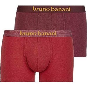 bruno banani Short 2 Pack Denim Fun, roestrood // wijnrood melange, XL