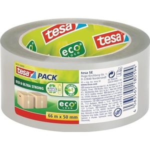 tesa Pack ECO & Ultra Strong ecoLogo - transparante plastic verpakkingstape met extra sterke hechting - milieuvriendelijk plakband, oplosmiddelvrij geproduceerd - 66 m x 50 mm