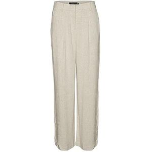 VERO MODA VMTIRAVER MR Wide Linen Pants, voor dames, kleur Oatmeal/detail: Nature Tone AS Offer Sample, XL/32, Oatmeal/detail: natuurlijke toon als open sample, 32W x 32L