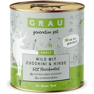 GRAU - het origineel - Natvoer voor honden - Wild met courgette & gierst, 1 verpakking (1 x 800 g), glutenvrij, voor volwassen honden