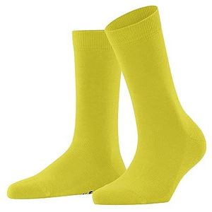 FALKE Dames Sokken Family W SO Katoen Dun eenkleurig 1 Paar, Geel (Yellow-Green 1390) nieuw - milieuvriendelijk, 39-42