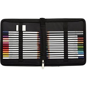 Winsor & Newton 2090004 27-delige cadeauset voor schetsen, illustreren, tekenen voor kunstenaars met 24 kleurpotloden, 2 schetsstiften in HB, 2B en 1 puntenslijper